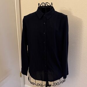 Uniqlo Women's Dark Blue Button-Up Top